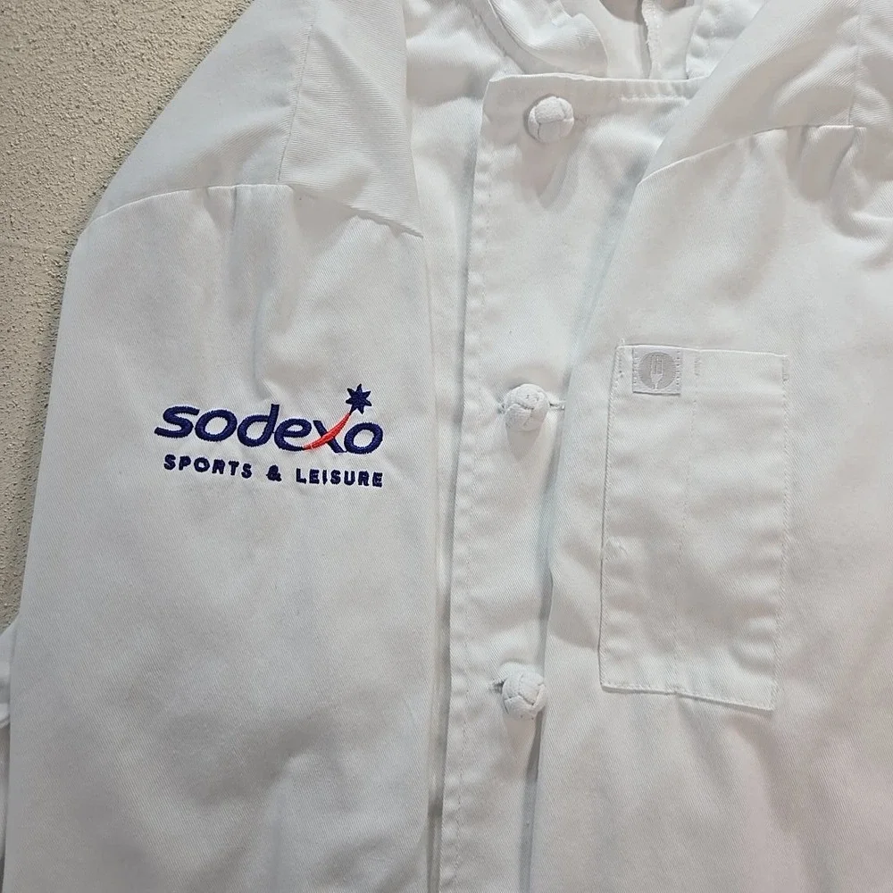 Chef Works White Double Breasted Chef Coat Mens L University‎ of Michigan Sodexo